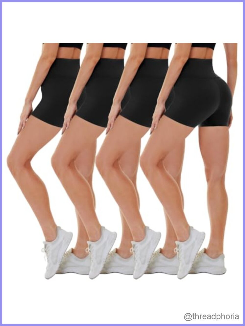 4 Pack High Waist Biker Shorts Women Tummy Control Athletic Yoga Gym 5"